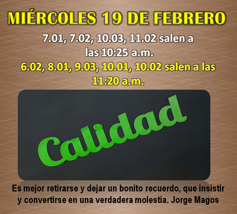 Miércoles 19 de febrero
