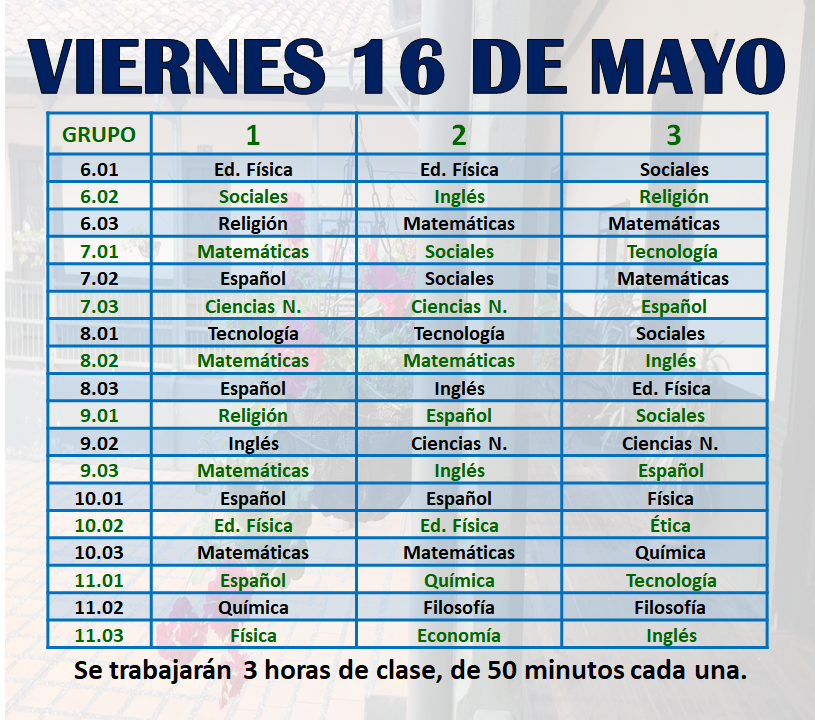 Novedades en el horario