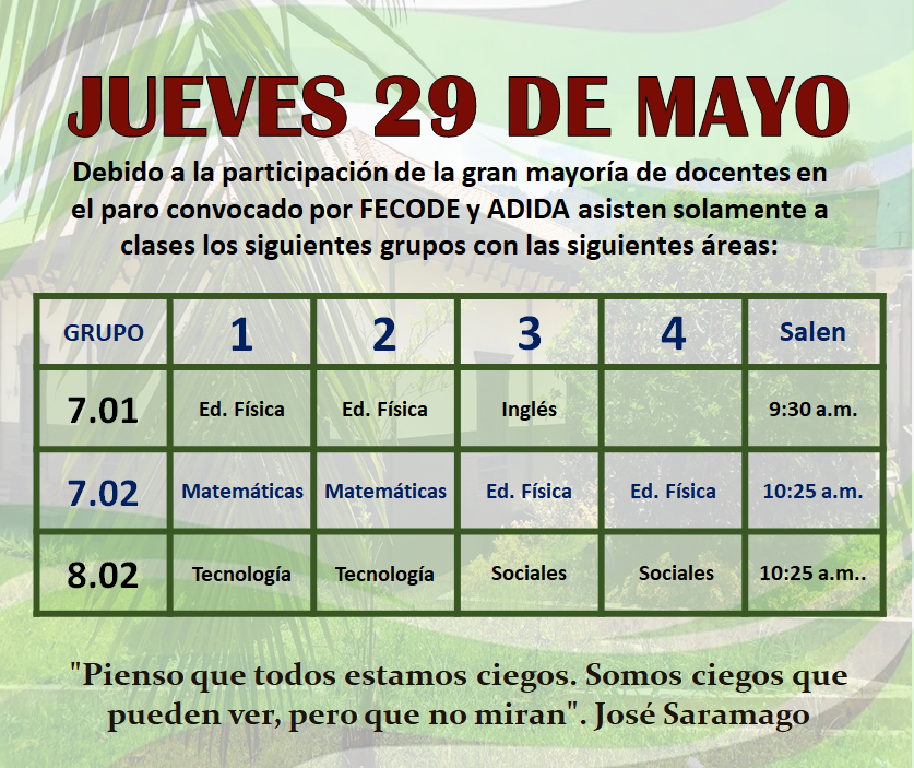 Novedades en el horario