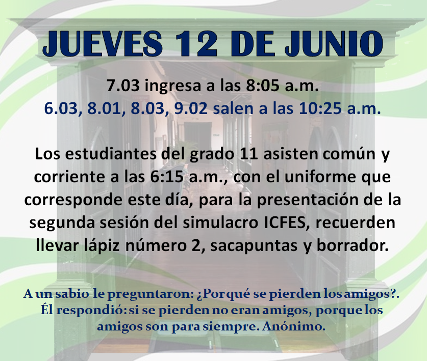 Novedades en el horario