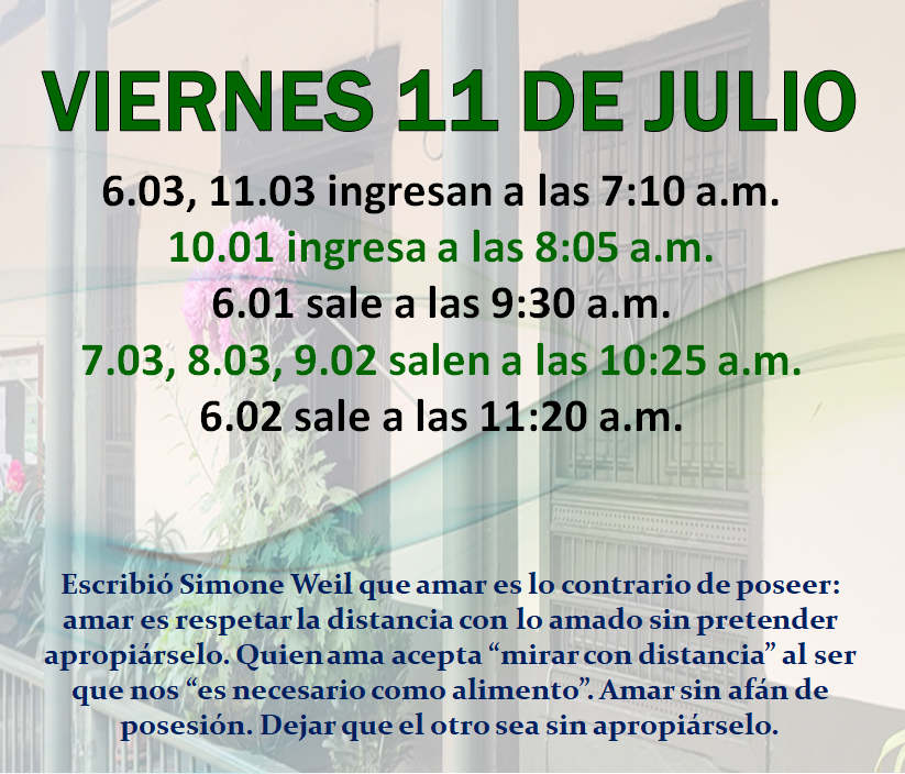 Novedades en el horario