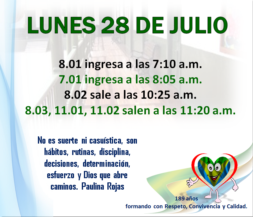 Lunes 28 de julio