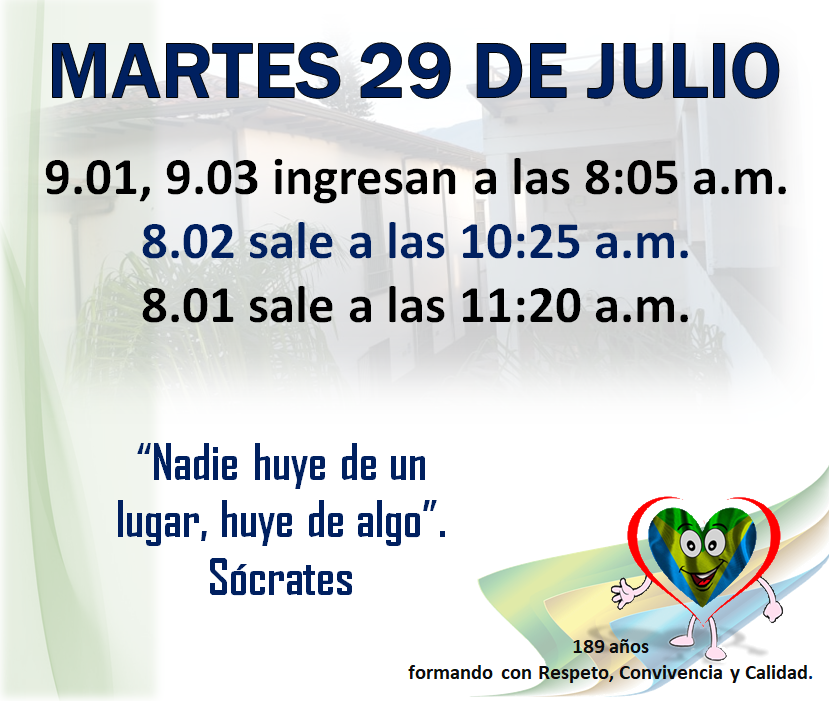 Actualización novedades en el horario.