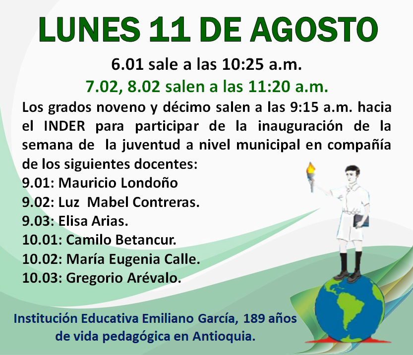 Lunes 11 de agosto