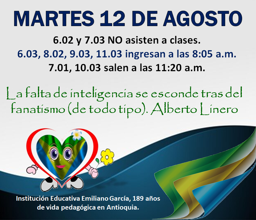 Martes 12 de agosto