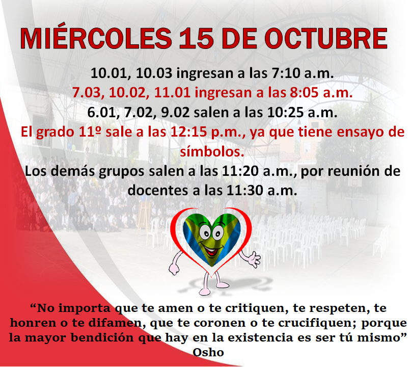 Actualización novedades en el horario