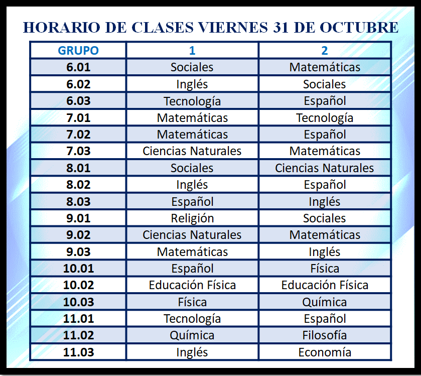 Viernes 31 de octubre