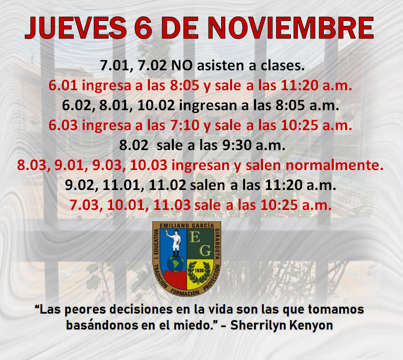 Novedades en el horario