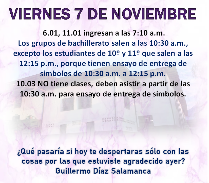Novedades en el horario