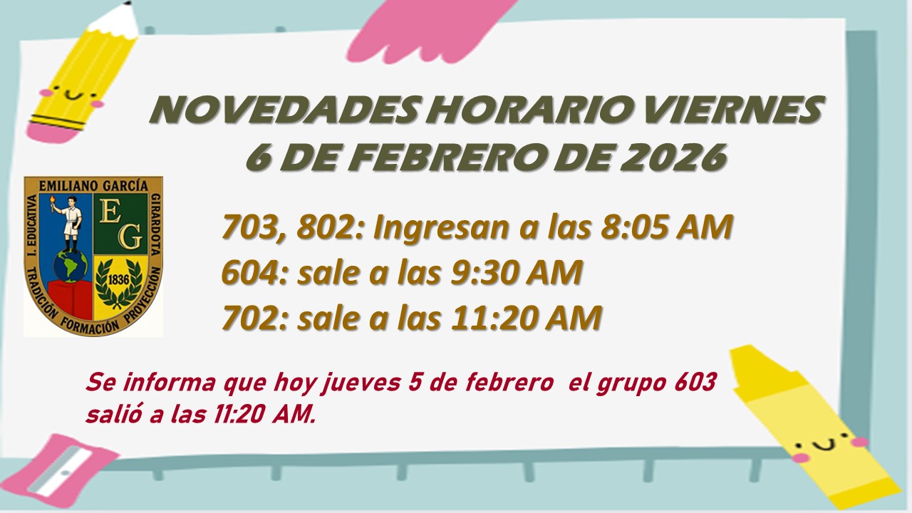HORARIO VIERNES 6 DE FEBRERO