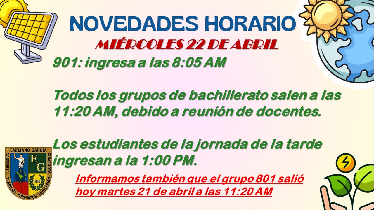 MIÉRCOLES 22 DE ABRIL DE 2026