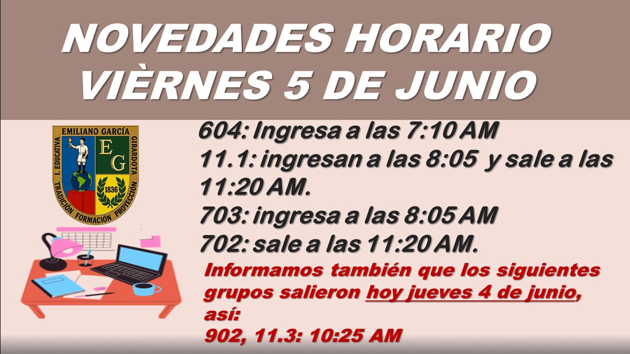 HORARIO VIERNES 5 DE JUNIO DE 2026