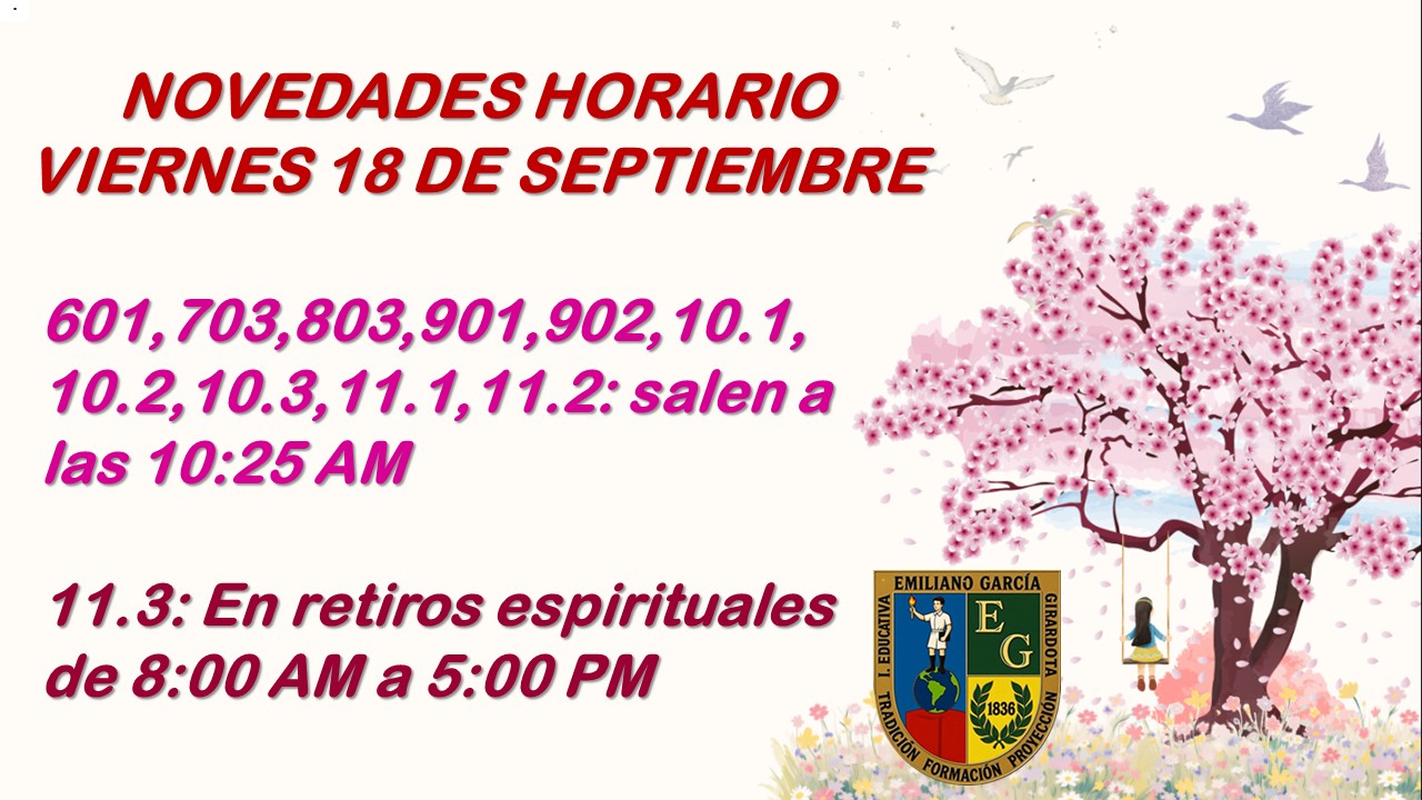 HORARIO VIERNES 18 DE SEPTIEMBRE DE 2026