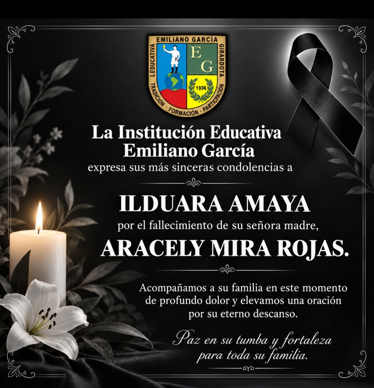Acompañamos a su familia en este momento de profundo dolor.