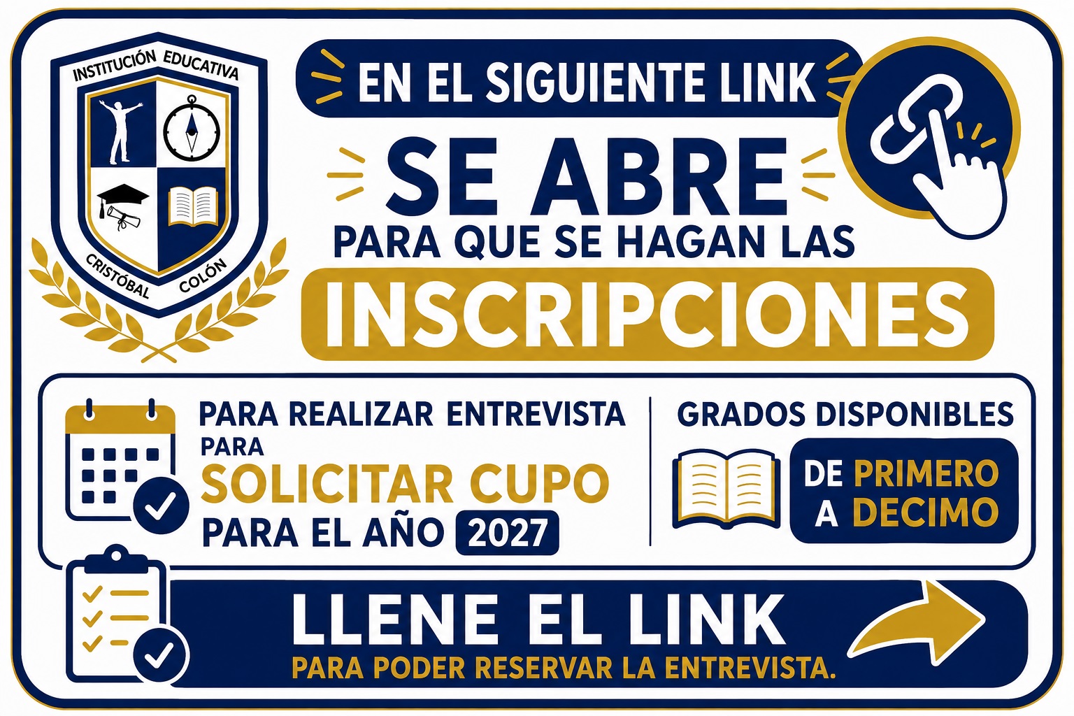 INSCRIPCIONES PARA SOLICITAR CUPO AÑO 2027