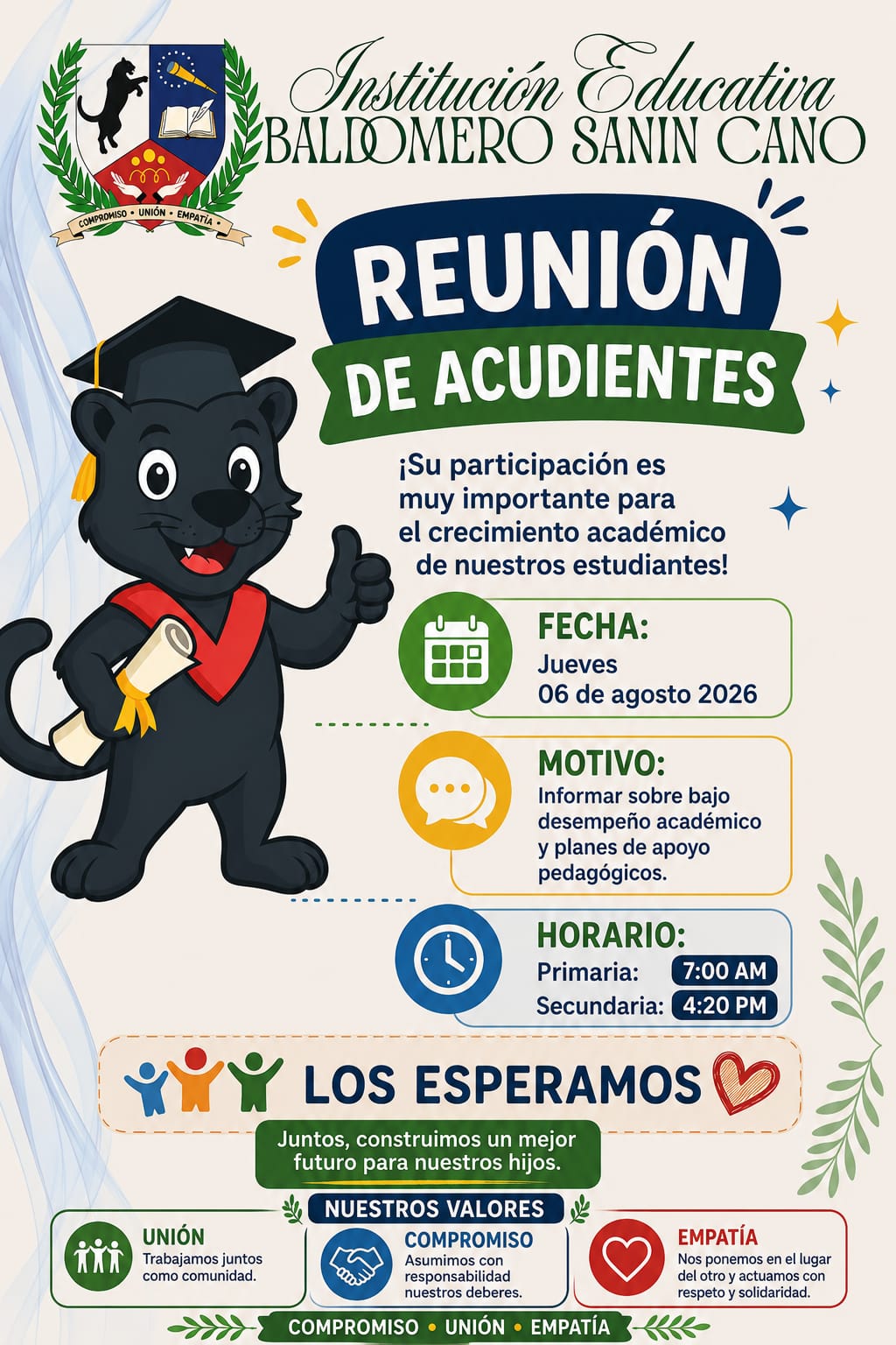 Invitación reunión de acudientes