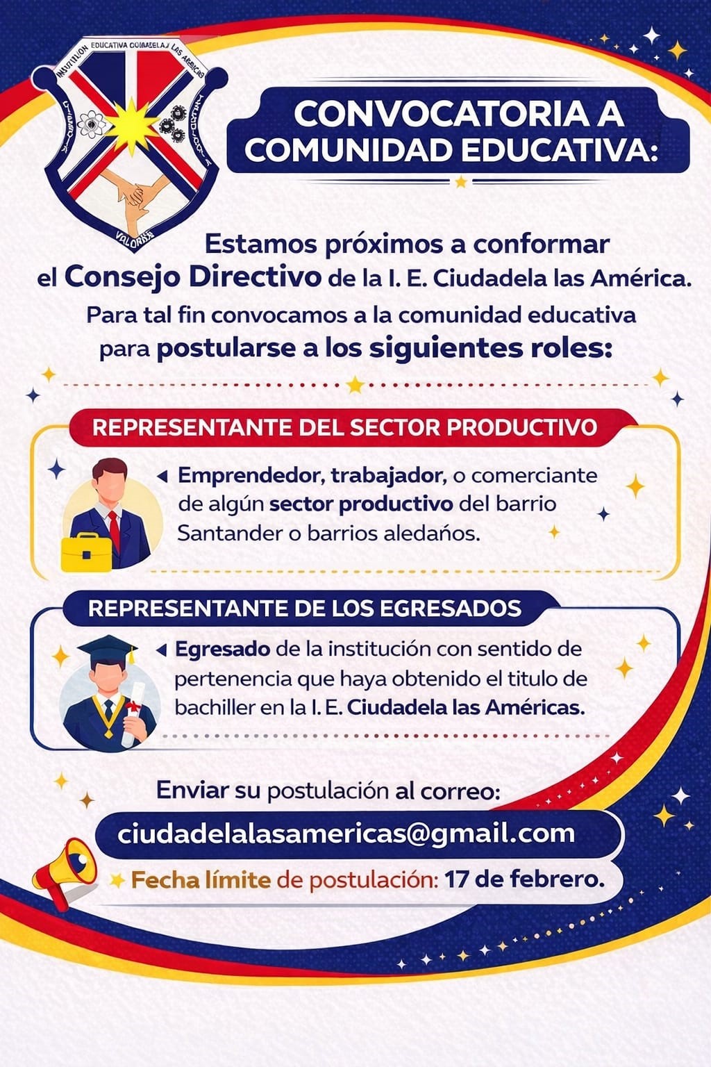 CONVOCATORIA A COMUNIDAD EDUCATIVA- CONSEJO DIRECTIVO