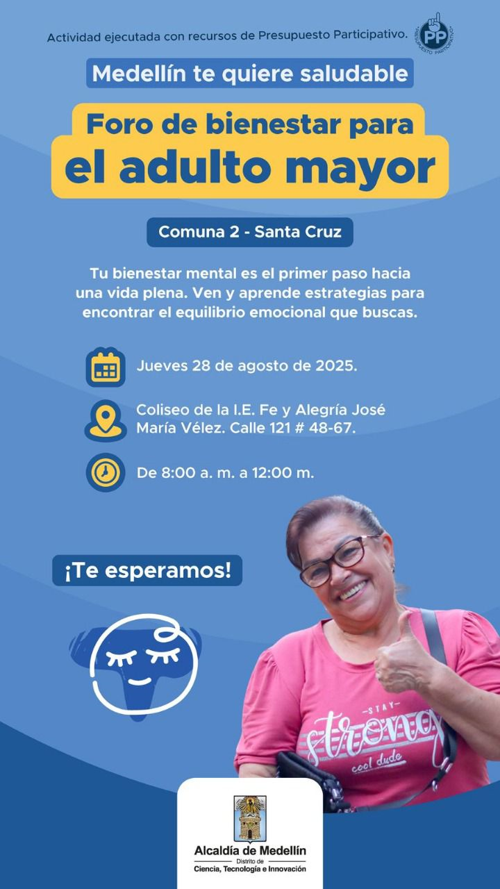 Mujer adulta realizando la invitación al foro en salud mental en la I.E. Fe y Alegría  José María Velaz  este 28 de agosto de 2025.