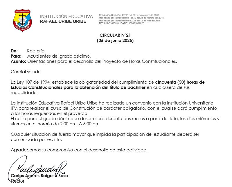Orientaciones para el desarrollo del Proyecto de Horas Constitucionales.
