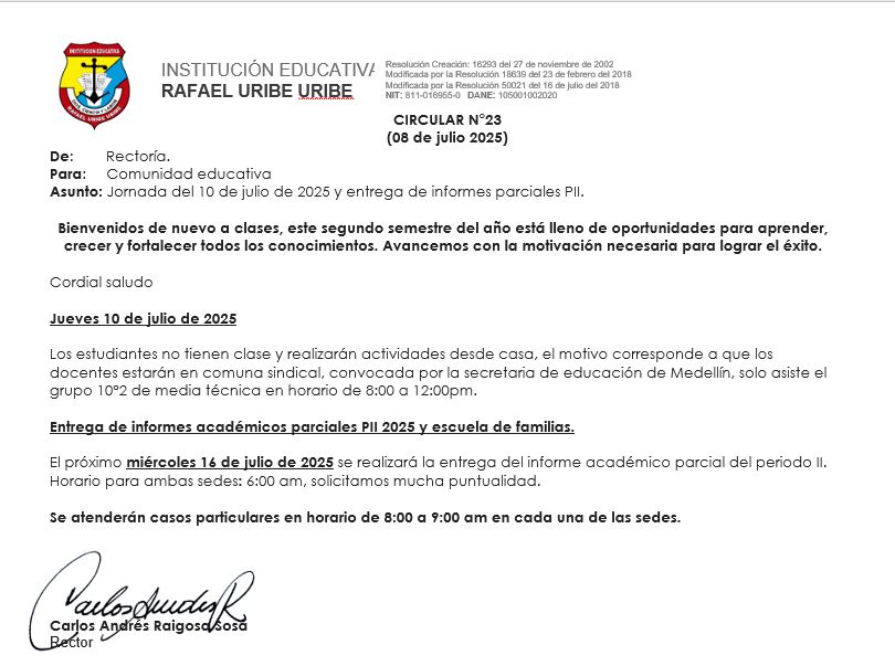 Jornada del 10 de julio de 2025 y entrega de informes parciales PII.