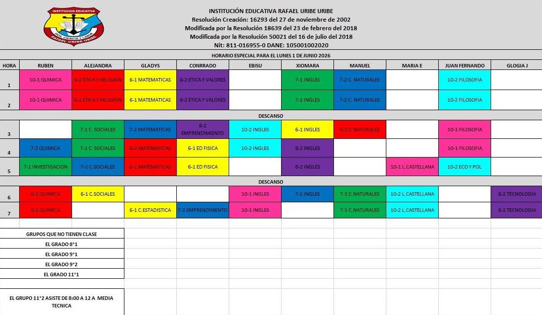 Horario especial
