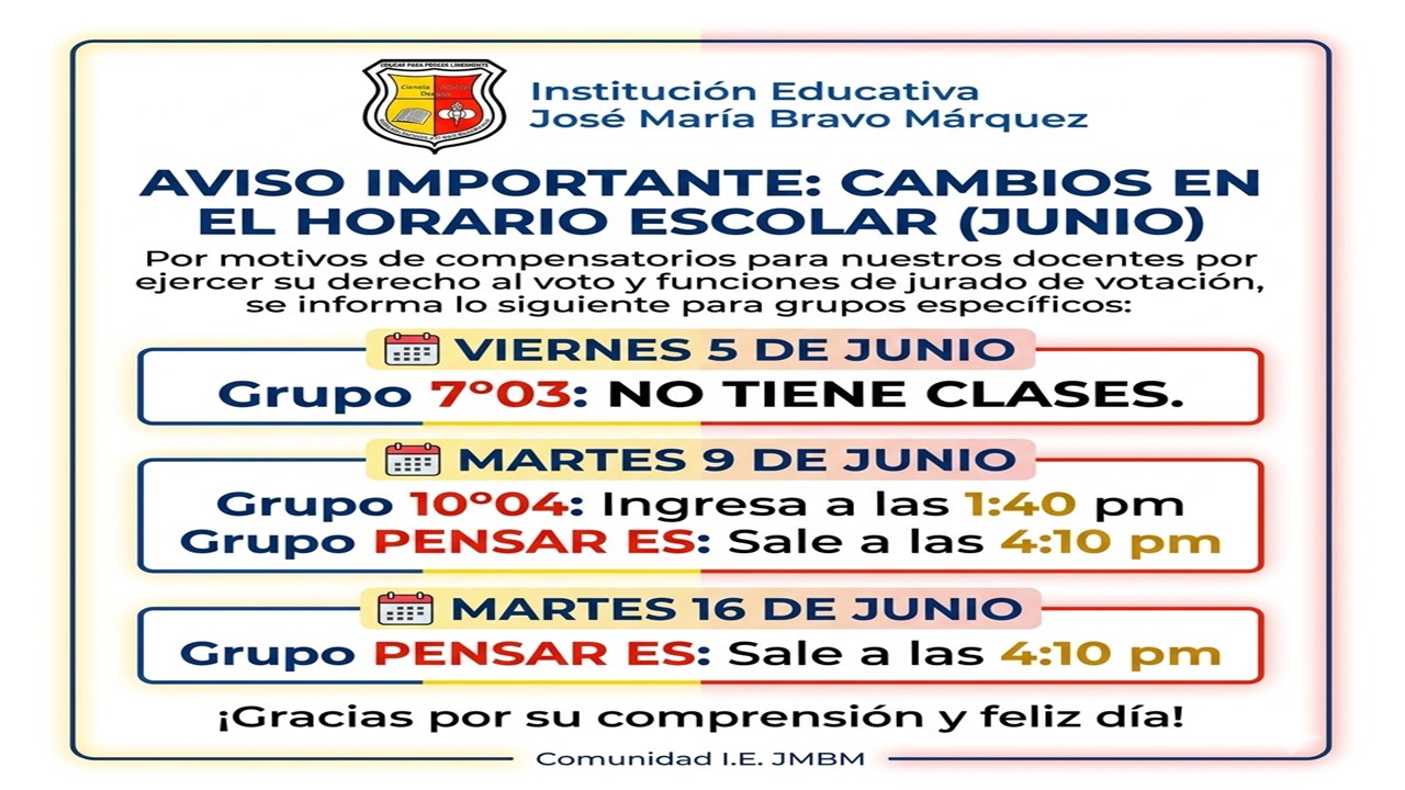 Cambios en horario por compensatorios.