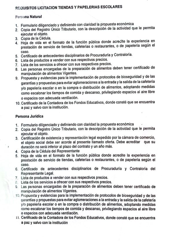REQUISITOS LICITACIÓN PÚBLICA