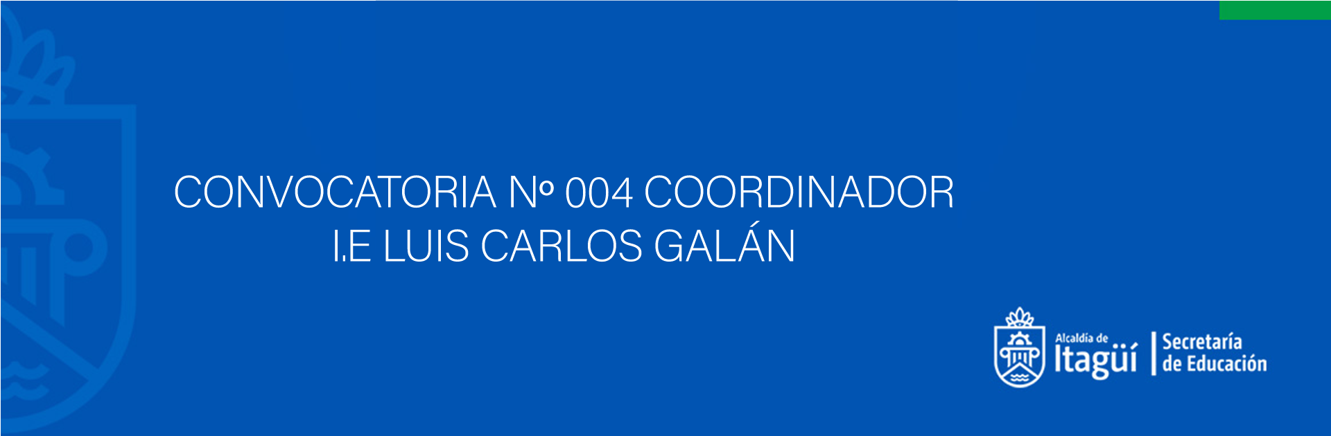CONVOCATORIA N 004 COORDINADOR I.E LUIS CARLOS GALÁN