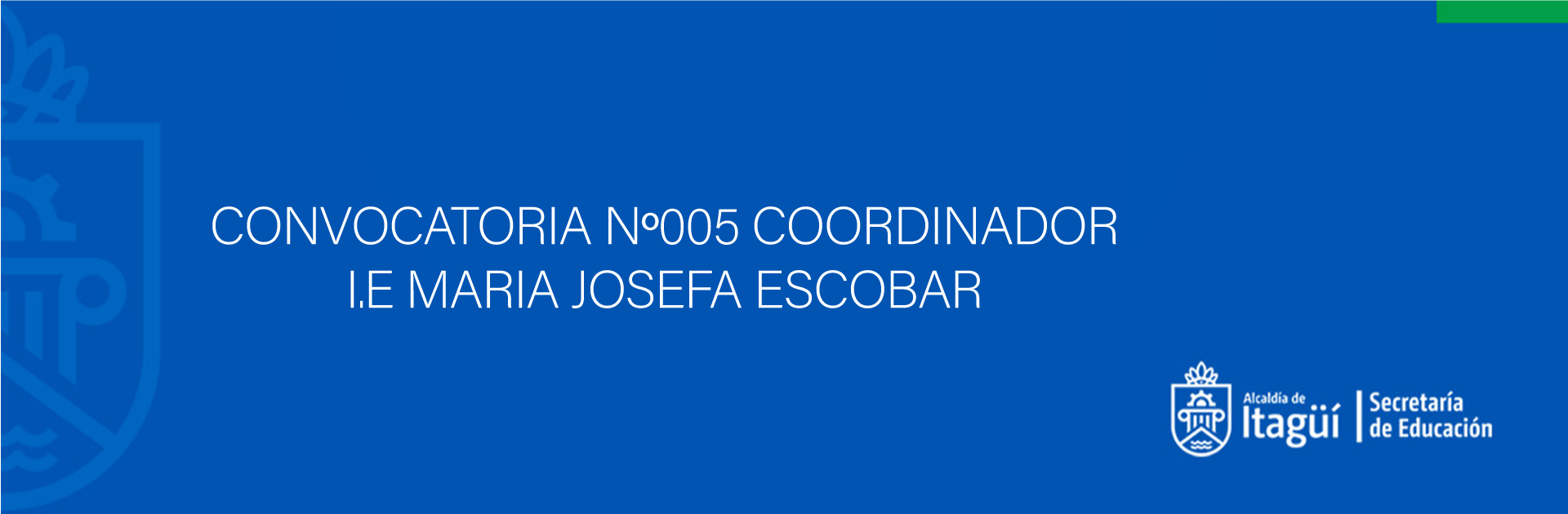 CONVOCATORIA N 005 COORDINADOR I.E MARIA JOSEFA ESCOBAR