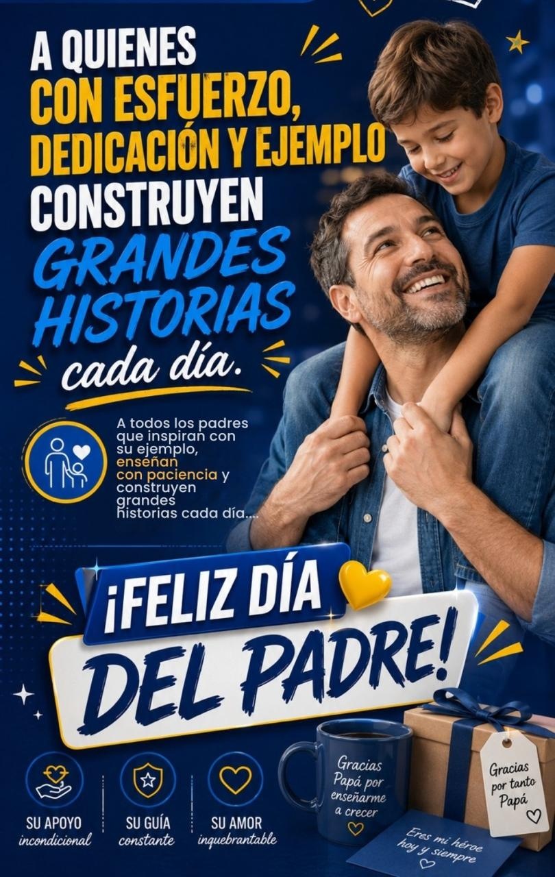 La I.E. República de Uruguay felicita a todos los padres de nuestra comunidad educativa. Gracias por ser guía, apoyo y ejemplo en la formación de nuestros estudiantes. ¡Feliz Día del Padre!