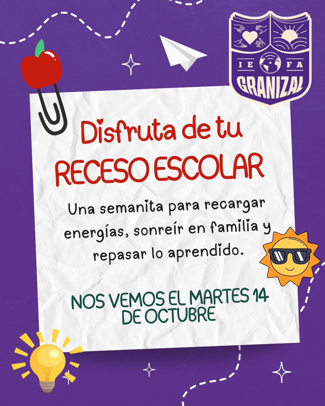 Mensaje y Fecha de regreso