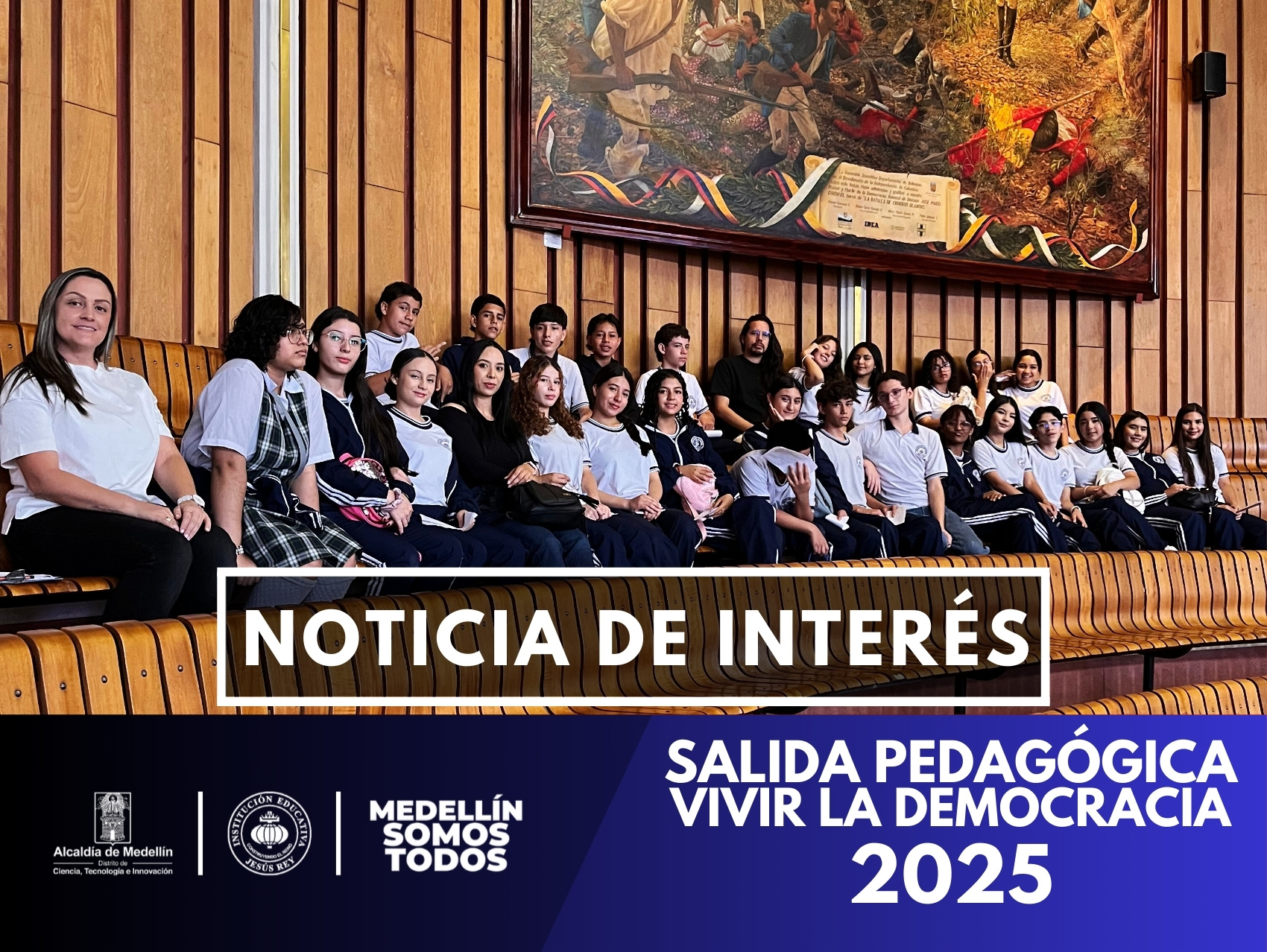 Estudiantes de 9.1 y 9.2 visitaron la Asamblea de Antioquia y el Concejo de Medellín para conocer su funcionamiento y reforzar la importancia de la democracia y la participación ciudadana.