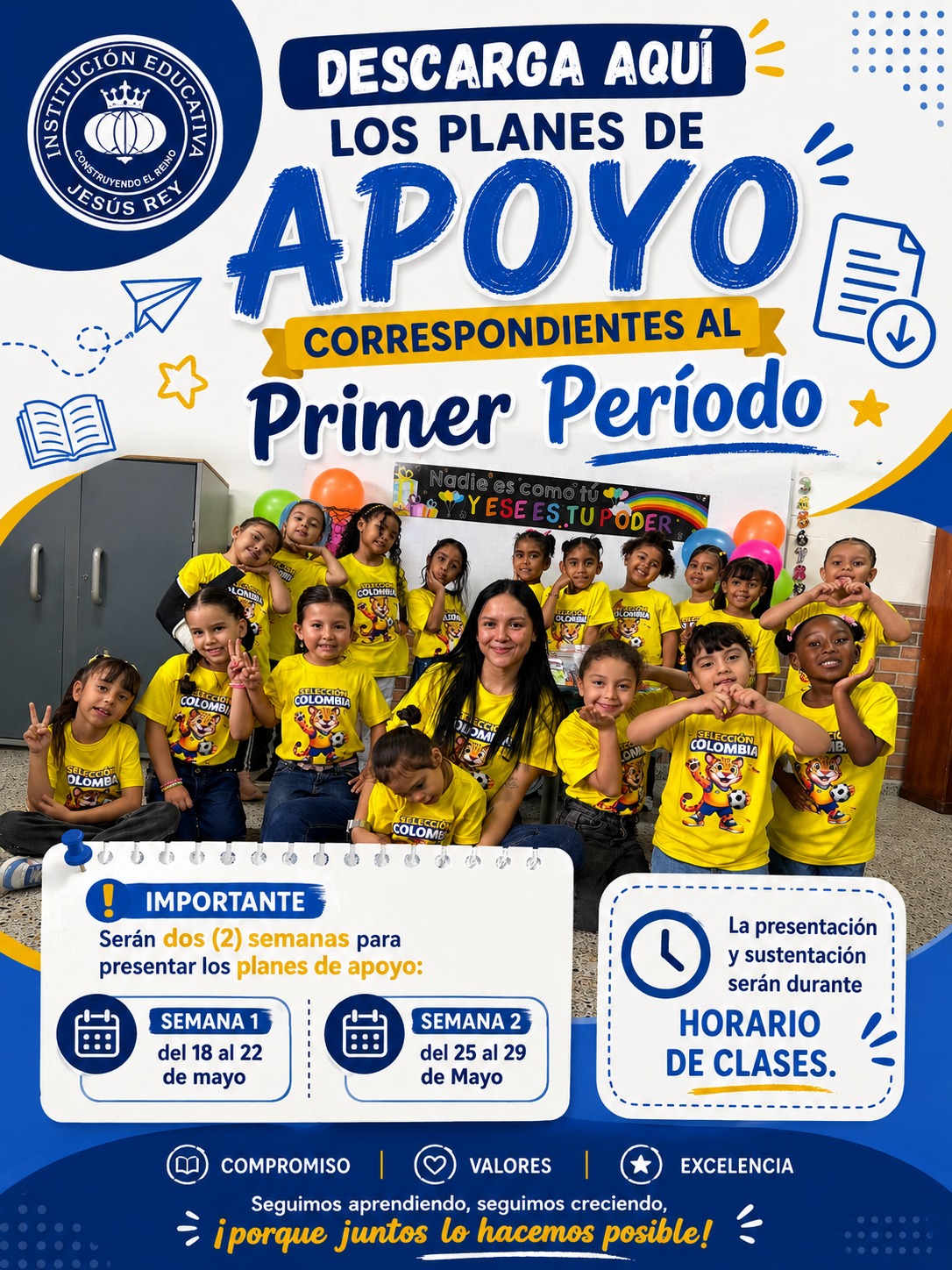 Ya están disponibles los Planes de Apoyo del PRIMER periodo 2026. Descarga los talleres por docentes y acompaña el proceso educativo desde casa para fortalecer las competencias.