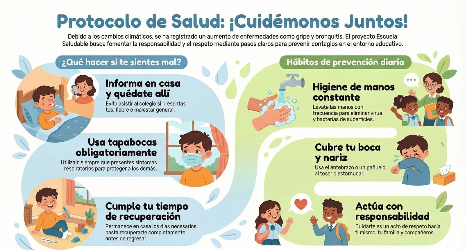 Querida comunidad educativa:

Debido a los cambios climáticos, se han presentado algunas afectaciones respiratorias en nuestra comunidad