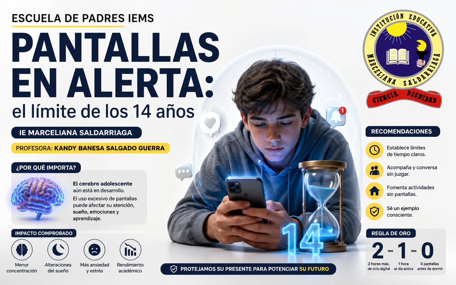 Pantallas en alerta: el límite de los 14 años.
Escuela de padres IEMS
Profesora: Kandy Salgado
