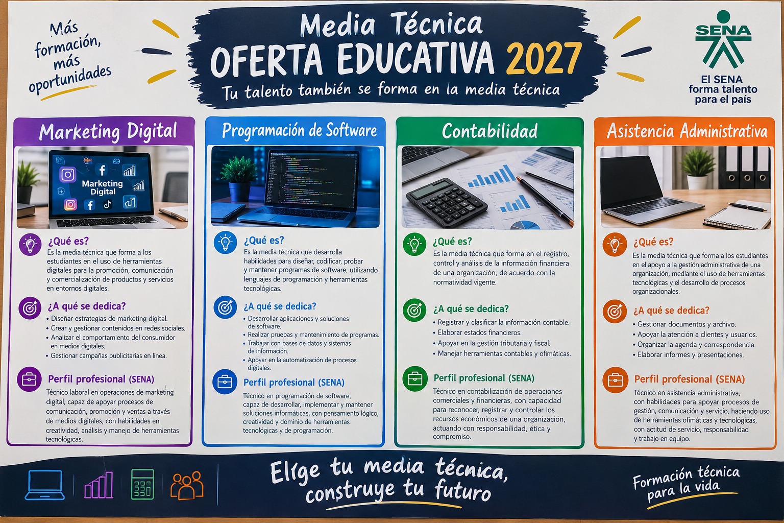 Oferta académica de  la Media Técnica para el año 2027