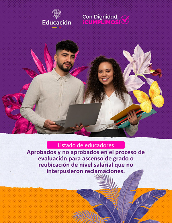 Listado de educadores aprobados y no aprobados que no interpusieron reclamaciones.