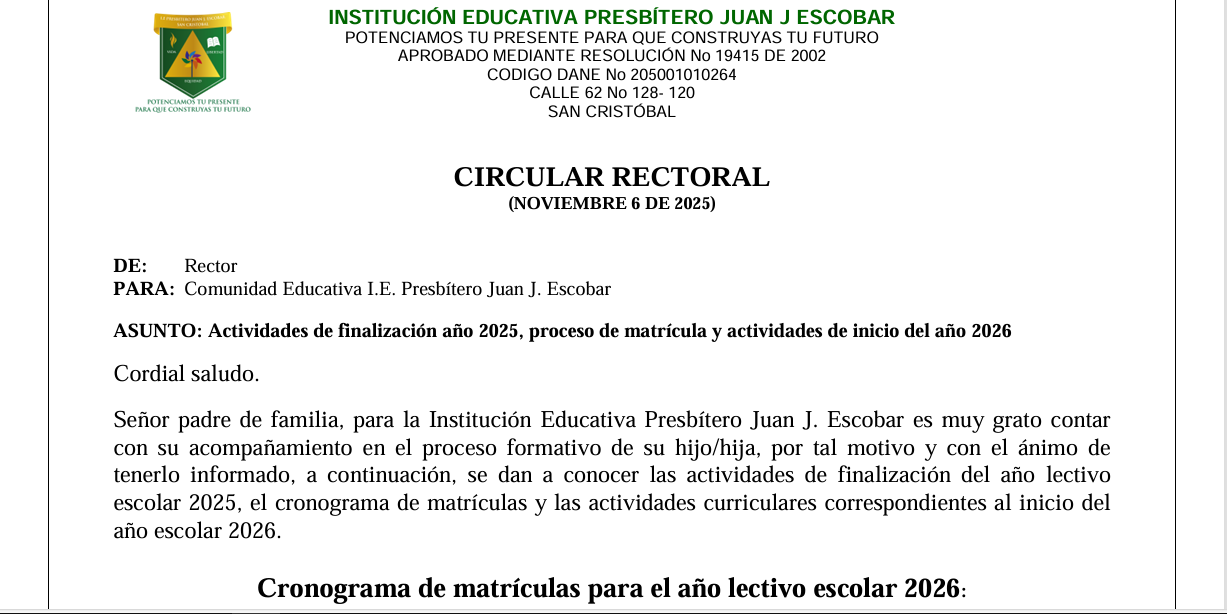 Resolución Rectoral final de año 2025