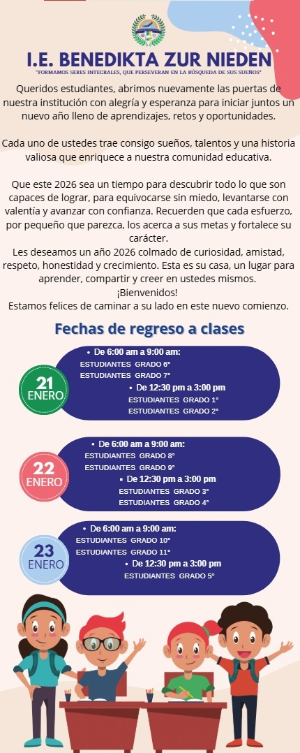 Bienvenida y cronograma para la primera semana académica