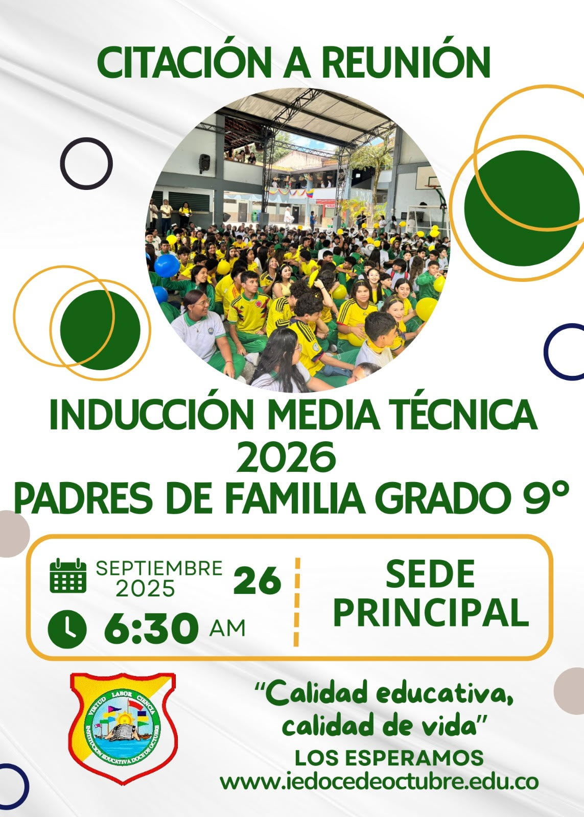 Invitación a la inducción de Media Técnica 2026 - viernes 26 de septiembre de 2025