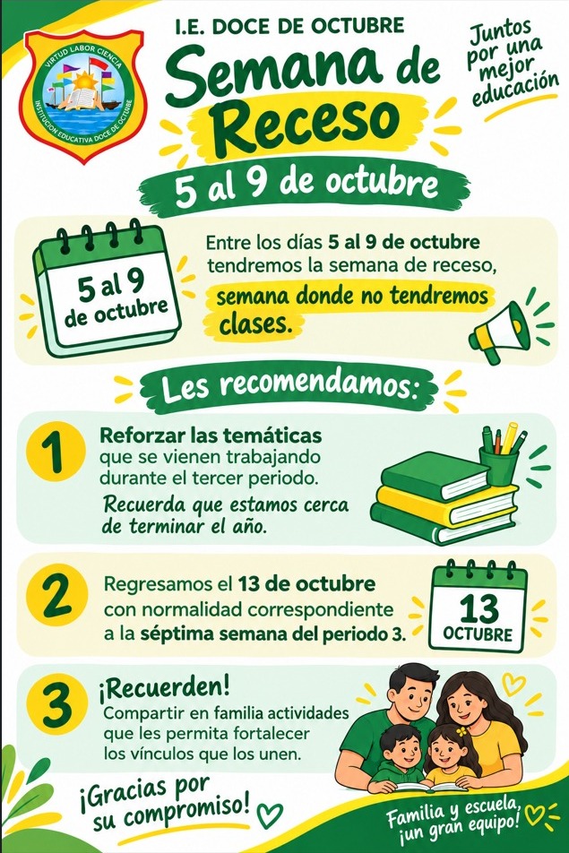 Queremos que este tiempo sea un espacio de descanso, integración y preparación, por lo cual les compartimos las siguientes recomendaciones.