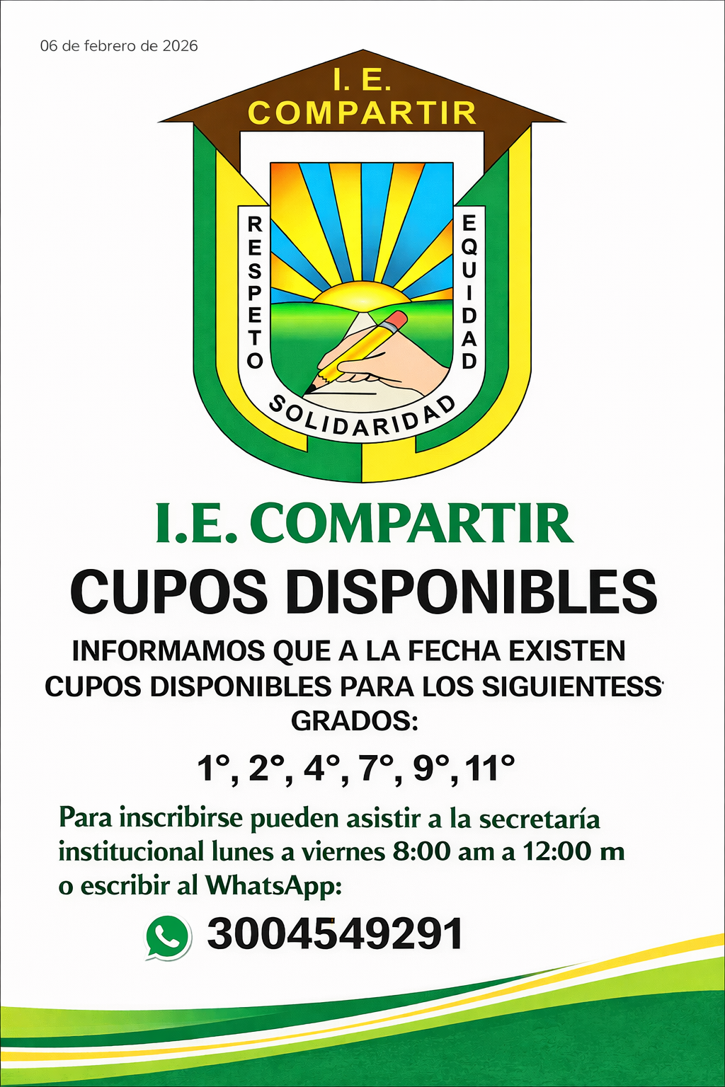 Cupos disponibles 2026