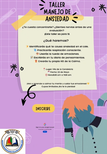Taller: La Ansiedad
Dirigido por la Psicóloga Laura Arango del Programa Entorno Protector.
Hora: 8:00am a 11:00am