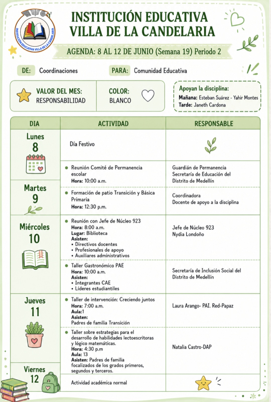 AGENDA DEL 8 al 12 de junio