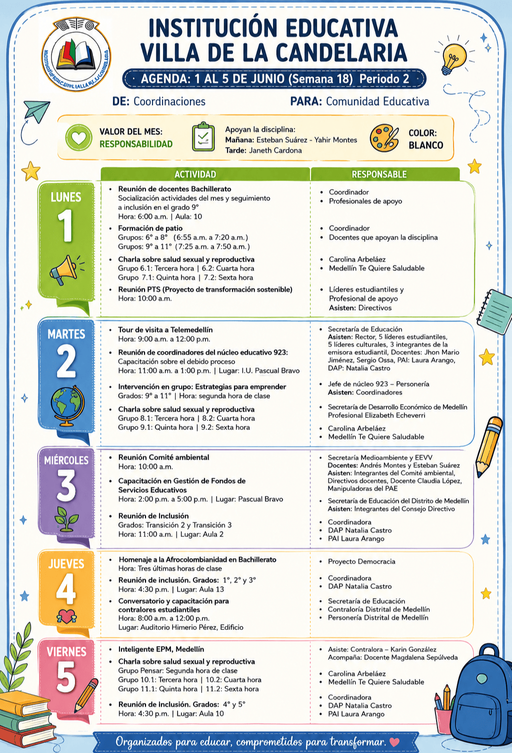 AGENDA DEL 25 AL 29 DE MAYO
