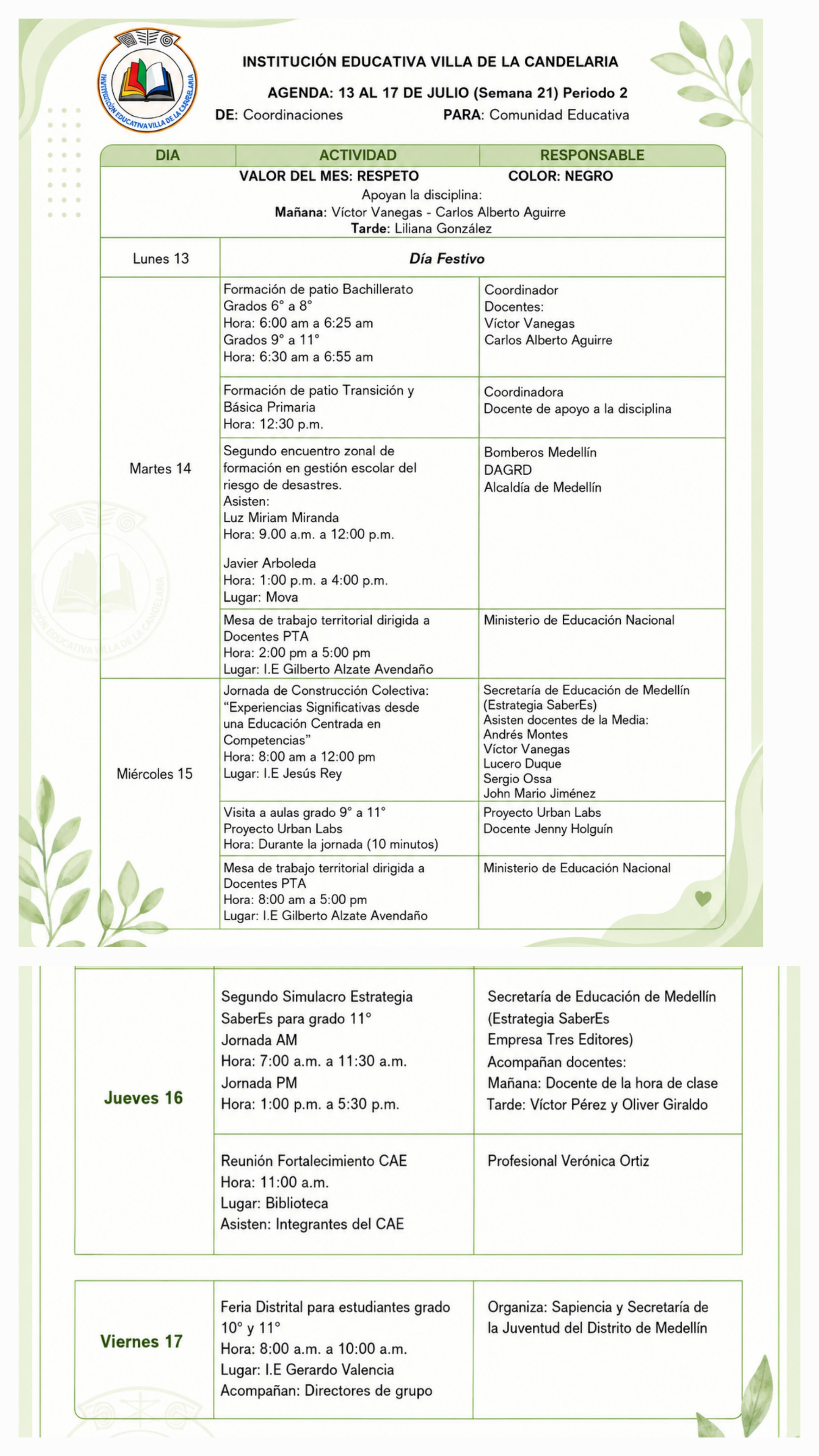 Agenda Julio