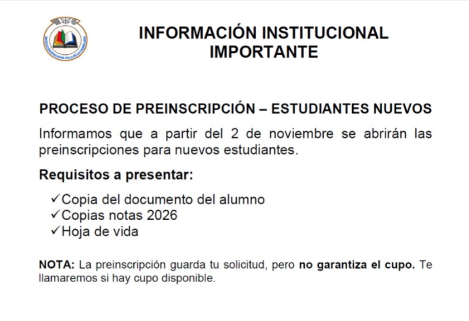 PROCESO PREINSCRIPCIÓN