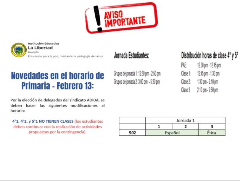 HORARIO PRIMARIA