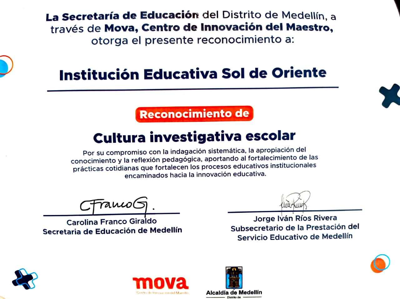 Un reconocimiento que nos pertenece a todos

Felicitaciones a toda la familia Sol de Oriente. Este premio refleja el espíritu, la disciplina y la pasión que caracteriza a nuestra institución.