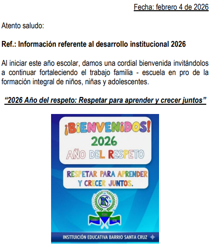 : Información referente al desarrollo institucional 2026